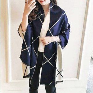 Sonja by Sonja Morgan Luxe Pashmina Plaid Travel Scarf Navy NWT